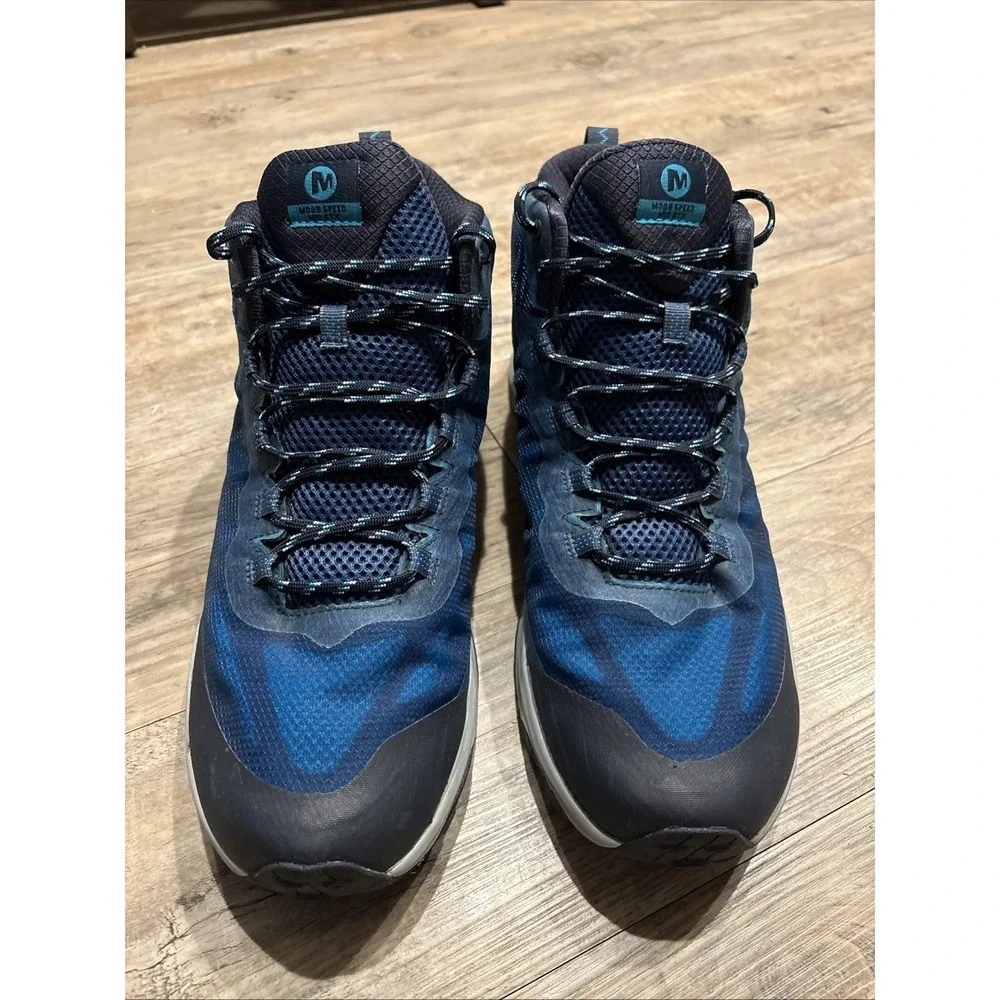 Merrell Mens Moab Speed Mid GTX Navy Marine Blue Hiking Shoes‎ GORE-TEX US 14